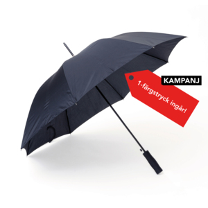 Kampanj! Vi kommer uppdatera v&aring;r stors&auml;ljare Save till 2.0, d&auml;rf&ouml;r erbjuder vi nu detta popul&auml;ra paraply till kampanjpris d&auml;r ett 1-f&auml;rgs screentryck ing&aring;r! Paraply Save &auml;r ett stadigt och prisv&auml;rt 8-panels paraply med automatisk uppf&auml;llning, d&auml;r man f&aring;r mycket paraply f&ouml;r pengarna. Kraftigt svart st&aring;lskaft, metallspr&ouml;t och ett greppv&auml;nligt rakt EVA-foam handtag.  Paneltygets kvalitet kallas Pongee och ger en h&ouml;gre kvalitet och finare finish vid tryck. Vi reserverar oss f&ouml;r slutf&ouml;rs&auml;ljning - se aktuellt lagersaldo nedan.