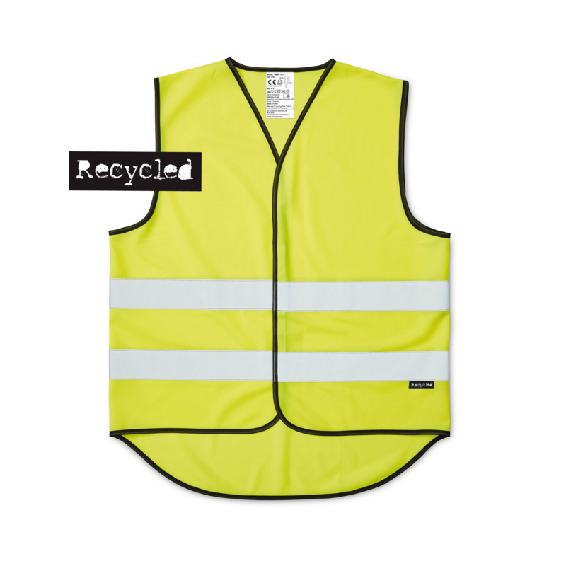 Our new reflective vest made from recycled polyester is designed to be seen. A climate-smart and thoughtful new product that is now finally available on the market. The reflective vest is manufactured in China at a factory that has been audited for social responsibility, and all components of the vest are chemical-tested. It is CE-approved and certified by RISE in Sweden. This means we have full control over the entire supply chain and can offer a vest that lives up to its promises&mdash;both in terms of non-toxic materials, fair working conditions, and a reduced carbon footprint. This makes it unique in its category.So, you get a reflective vest that is a bit better, at a lower price. The Grip model in R-PET features a front hook-and-loop closure and is a CE-approved fluorescent vest in a unisex design, available in S/M, L/XL, and XXXL. The reflective strips around the vest are generously sized, 55 mm wide. The vest is designed with an extended back for added protection, increased visibility, and a larger print area.The safety vest is approved according to EN ISO 20471:2013+A1:2016 class 2, meaning it is approved for use on most workplaces requiring enhanced visibility, both day and night. Delivered without a case.Make a smart choice &ndash; Buy a reflective vest with the same life-saving properties, but with a smaller carbon footprint, at a low price.